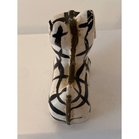 Scottie Terrier Dog Black White Plaid Puppy Porcelain Figurine Vintage - Picture 5 of 9